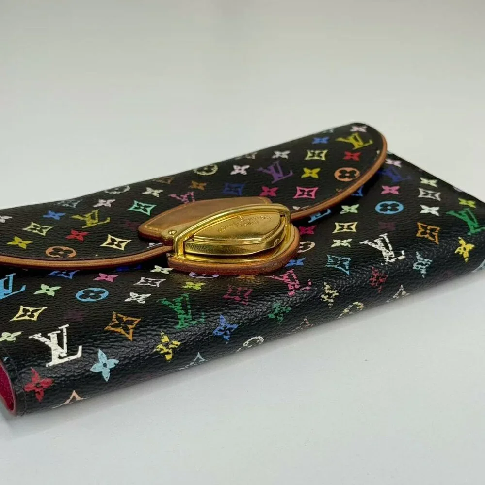 Louis Vuitton Black Multicolor Wallet with Colorful Monogram Design